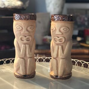 Two Vintage Tiki Mug Made in Japan, Park Marshall PMP unlabeled Tumblers